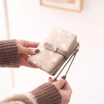 Женский кошелек PU Flower Zipper Multi Card складной карманный кошелек для монет Student Zero