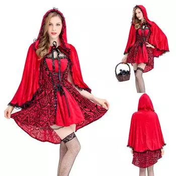 Женский костюм черного дьявола на Хэллоуин, костюм ведьмы, униформа, костюм для вечеринки S красный
