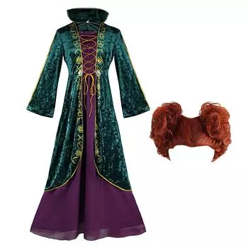 Женский костюм для косплея Winifred Sanderson, бархатный карнавальный костюм на Хэллоуин