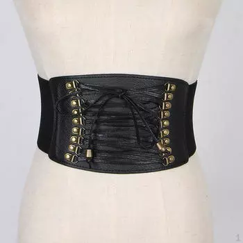 Женский кожаный пояс-пояс в стиле ретро-стимпанк Cincher Waspie Wide Elastic Corset