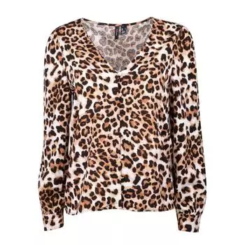 Женский леопардовый топ с длинными рукавами VERO MODA