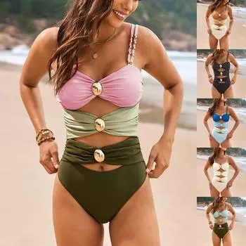 Женский однотонный купальник Sense Bikini с подкладкой для груди No Steel Bra Swimwear XXL бежевый
