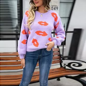 Женский осенне-зимний пуловер с круглым вырезом Love Jumper S белый