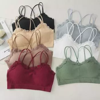Женский сексуальный спортивный бюстгальтер с кружевной спинкой One Size