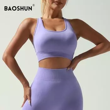 Женский спортивный бюстгальтер Baoshun с высокой ударопрочностью для занятий йогой и бегом XL коричневый