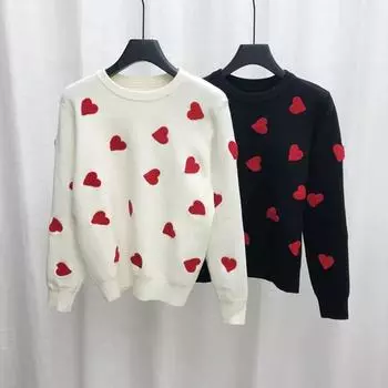 Женский свитер с вышивкой Kawaii Heart