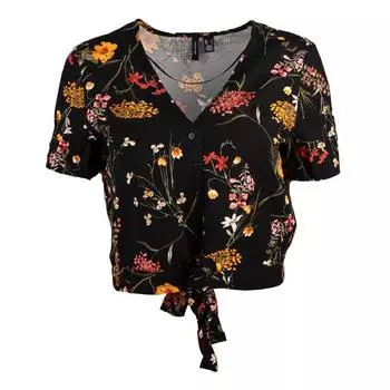 Женский укороченный топ с ярким цветочным узлом VERO MODA XS чёрный