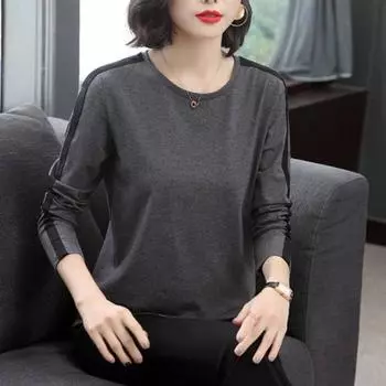 Женский зимний пуловер с круглым вырезом, тонкий, однотонный, с длинным рукавом 4XL