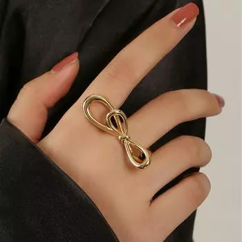 Женское кольцо Ins Niche Design Bow Retro Personality Женское приливное преувеличенное трендовое кольцо с регулируемым отверстием серебряный