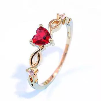 Женское кольцо Love с инкрустацией Love Zircon Синий зеленый Красный 5 золотой