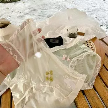Женское кружевное нижнее белье с треугольными чашечками и антибактериальными свойствами паклитаксела, легкие, мягкие, дышащие, летние трусики One size