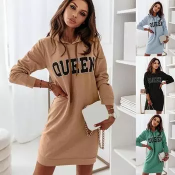 Женское летнее спортивное платье с длинными рукавами и капюшоном XS хаки