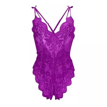 Женское нижнее белье с цветочным кружевом, нижнее белье Babydoll с V-образным вырезом, пижама с ремешком M
