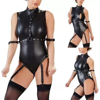 Женское нижнее белье, сексуальные кожаные колготки, боди на подтяжках XXXXL