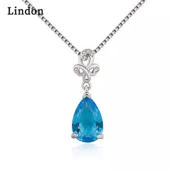 Женское ожерелье Lindon, кулон из медного сплава, циркон, модный подарок синий