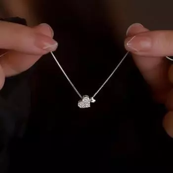 Женское ожерелье в форме сердца с подвеской в виде двойного сердца с кубическим цирконием, цепочка, ювелирные изделия