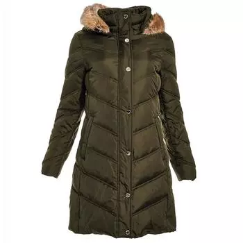 Женское пуховое пальто с капюшоном и шевроном MICHAEL KORS Dark Moss dark moss