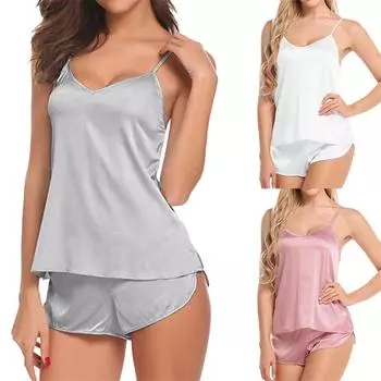 Женское сексуальное нижнее белье, атласная шелковая ночная рубашка Babydoll, пижамный комплект