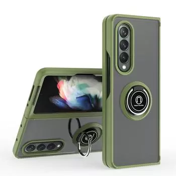 Жесткий чехол с противоударным кольцом на палец для Samsung Galaxy Z Fold3 5g Fold 3, складной чехол с защитой от падения for Galaxy Z Fold 3 небесно-голубой