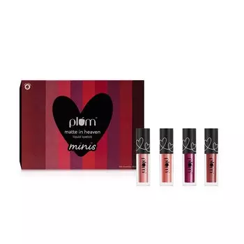 Жидкая губная помада Plum Matte In Heaven Minis | Набор из 4 | Не сушит | Защита от пятен | 100% веганский и без жестокости