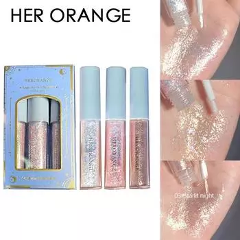 Жидкие тени для век HER ORANGE Illusion Star, перламутровые суперблестящие хайлайтеры, жидкие тени для век с бриллиантами 01