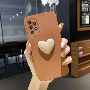 Жидкий силиконовый чехол A 53 52 32 72 для Samsung Galaxy A53 A73 A33 A13 A12 A23 A52 A32 4g 5g Love Heart Protect Camera, полное покрытие A32 4G чёрный