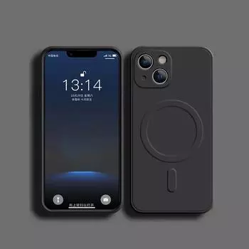 Жидкий силиконовый чехол для телефона iPhone 15 14 13 12 11 Pro Max Plus для Magsafe, магнитный чехол для беспроводной зарядки For iphone14Plus
