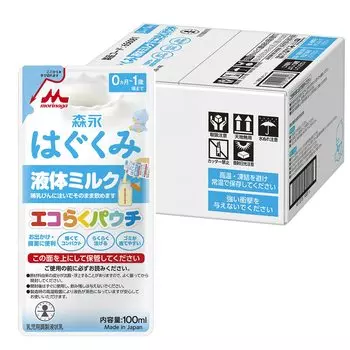 Жидкое молоко Morinaga Hagukumi Eco Raku Pouch 100 мл x 20 пакетиков Молоко для новорожденных от 0 месяцев до 1 года Жидкое молоко, которое можно пить при комнатной температуре коричневый