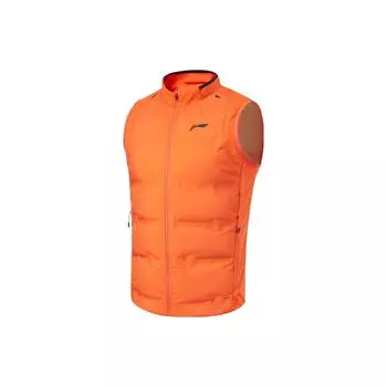 Жилет Li Ning Running Series однотонный с воротником-стойкой, облегающий, мужской, жилеты цвета чили и оранжевого AYMT051-3 XL