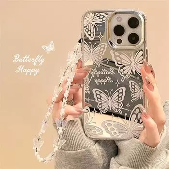 Zhitai 3-in-1 Mirror iPhone Case for iPhone 12, 14 Pro, 15, and 16 Pro Max with Silicone Bracelet. iPhone 11