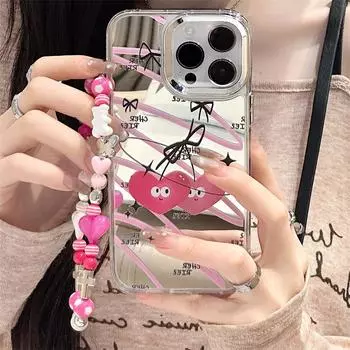Zhitai Apple 15 Pro Max Case: Multi-functional iPhone Accessory with Mirror, Chain, and Love Design for Models 12-14. iPhone 7/8