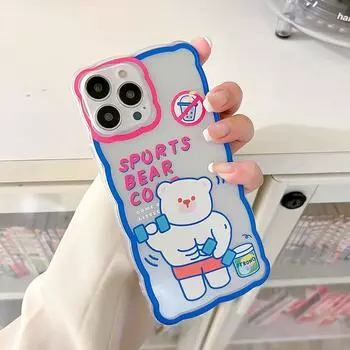 Zhitai Big Wave Apple 15 Cartoon Bear iPhone 14 Pro Max/13 Pro/12/11 Silicone Case iPhone 11