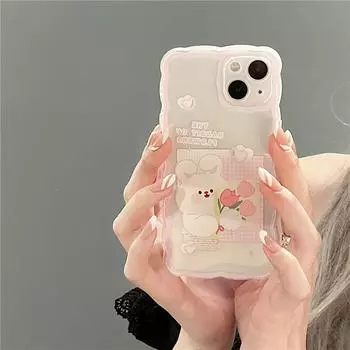 Zhitai Cartoon Bear iPhone Case for 13/14/15 Pro - Big Wave Style iPhone 13 Mini
