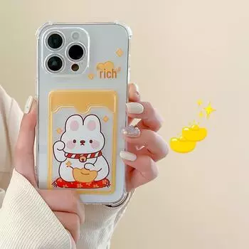 Zhitai Cartoon Protective Case for iPhone 13, 14ProMax, and 15 with Card Holder iPhone 12 Pro
