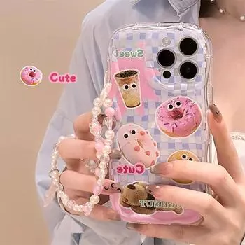 Zhitai Cream Pattern Mobile Case for iPhone 13, 14 Pro, 15, 16 Pro Max with Bracelet, Single Piece iPhone XS Max