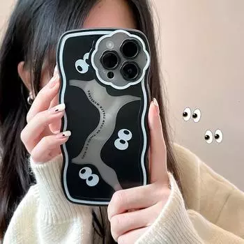 Zhitai Flower Wave Silicone Case for iPhone 13/14 Pro Max & 12 Pro - Transparent Black iPhone 14