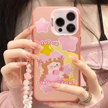 Zhitai Frosted Laser Cartoon Case for Apple iPhone Models 12/13/14/15 Pro/16, with Mobile Phone Chain, XS Compatible. iPhone 11 Pro Max