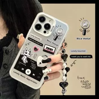 Zhitai Frosted Laser Cartoon Case for iPhone 15 Pro and Huawei P70 Bracelet iPhone 16 Pro