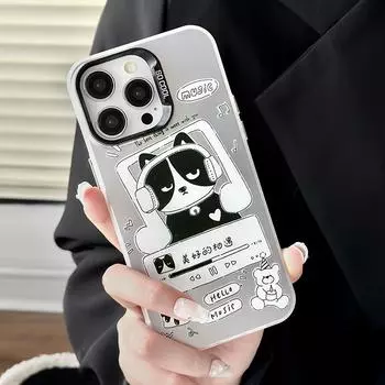 Zhitai Frosted Laser Case for iPhone 13 Pro/14 Pro Max - Cartoon Design iPhone X/XS