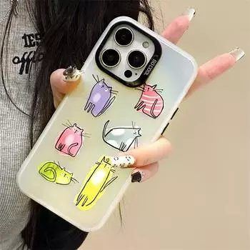 Zhitai Frosted Laser Case for iPhone 14/15 Pro/16, Cartoon Design, Compatible with Huawei P70 iPhone 7 Plus/8 Plus
