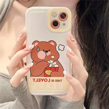 Zhitai Plain Leather Case for iPhone 14/13Pro/XS/XR - Cartoon Design Cover iPhone 12 Pro
