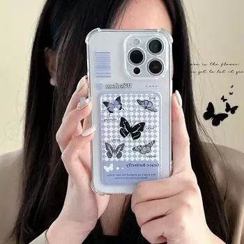 Zhitai Transparent Card Holder Case for iPhone 14/15/16 Pro - Niche Style iPhone 12 Pro Max