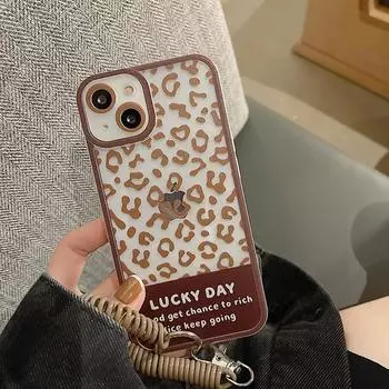 Zhitai Transparent Leopard Print Lanyard Case for iPhone 14 & 15 Pro iPhone 7 Plus/8 Plus