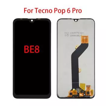ЖК-экран для Tecno Pop 6 Pro, ЖК-дисплей, дигитайзер сенсорного экрана, полная замена в сборе чёрный