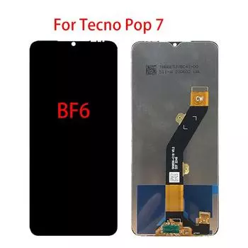 ЖК-экран для Tecno Pop 7 BF6, ЖК-дисплей, дигитайзер сенсорного экрана, полная замена в сборе чёрный