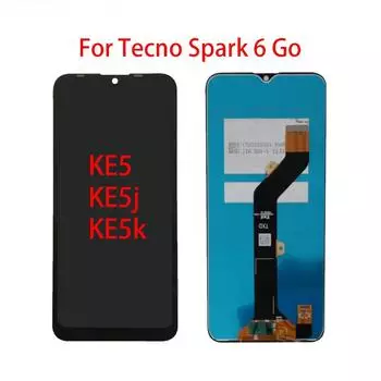 ЖК-экран для Tecno Spark 6 Go KE5J KE5K, ЖК-дисплей, дигитайзер сенсорного экрана, полная замена в сборе чёрный