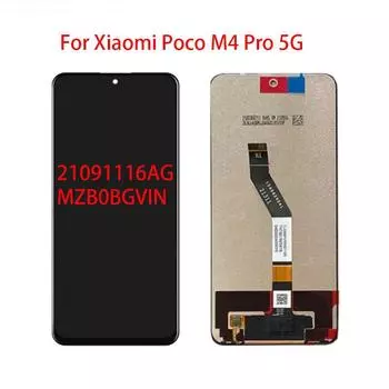 ЖК-экран для Xiaomi Poco M4 Pro 5G, ЖК-дисплей с цифровым преобразователем сенсорного экрана в сборе, запасная часть для сотового телефона чёрный