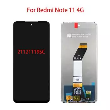 ЖК-экран для Xiaomi Redmi Note 11 4G 21121119SC, ЖК-дисплей, дигитайзер сенсорного экрана, полная замена в сборе чёрный