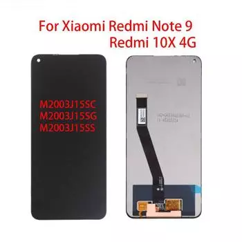 ЖК-экран для Xiaomi Redmi Note 9, ЖК-дисплей с дигитайзером сенсорного экрана, сборка для Redmi 10X 4G M2003J15SG For Redmi Note9 чёрный