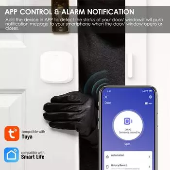 ZigBee умный датчик двери, окна, сигнализация, магнитная система домашней безопасности, оповещение об открытии двери, приложение, дистанционное управление